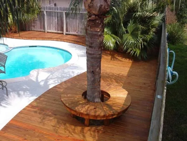 Wooden pool deck