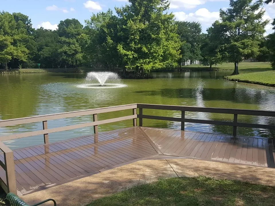 Wooden deck with railing